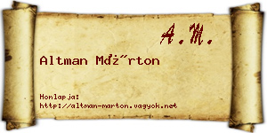 Altman Márton névjegykártya